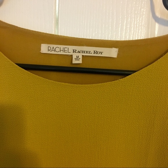 Rachel Roy Mustard Asymmetrical Long Sleeve Blouse - Picture 2 of 4